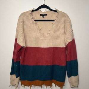 Derek Heart Multicolor V-Neck Sweater